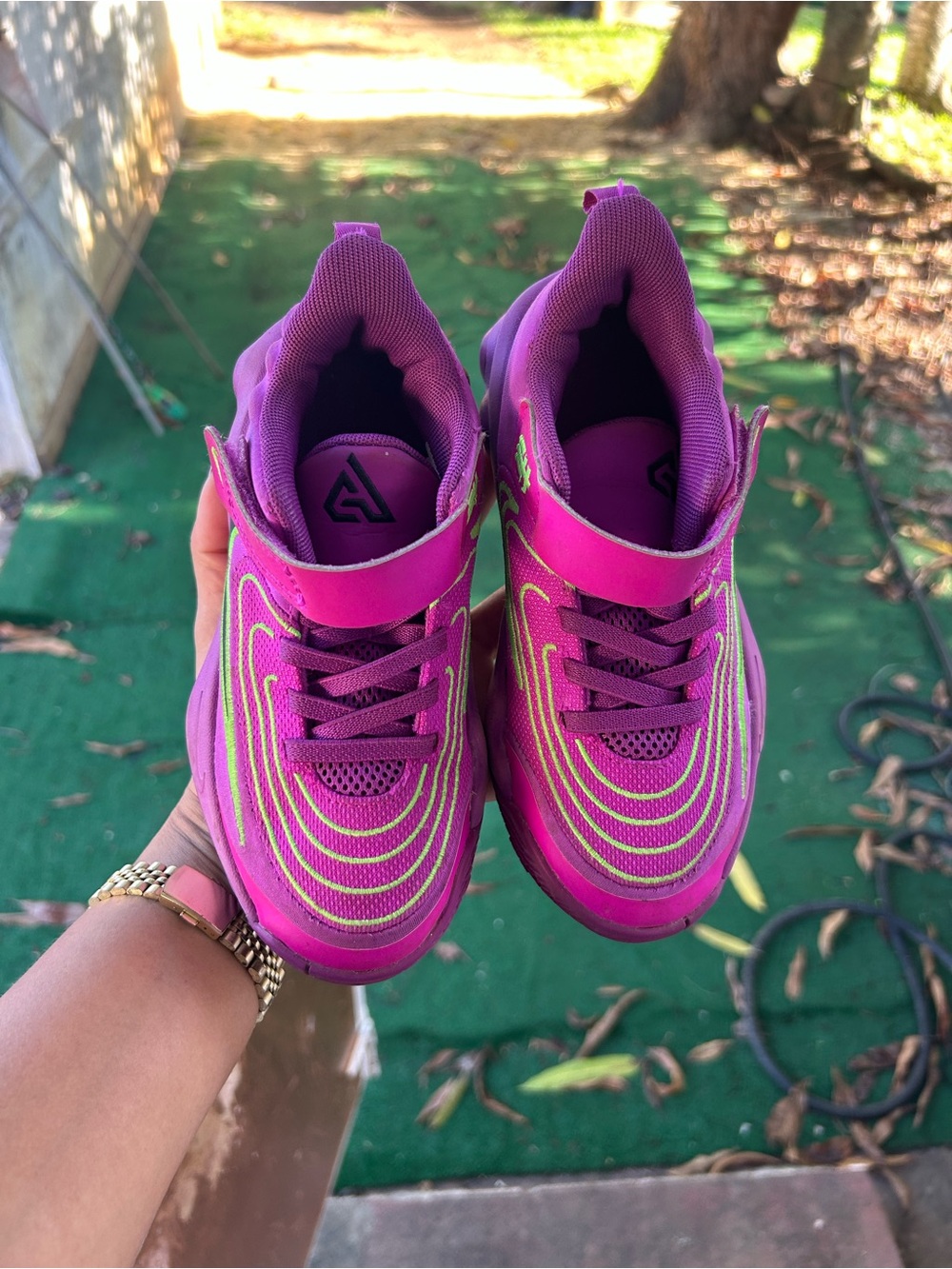 Nike Kids Sneakers in Bright Purple with Green Accents